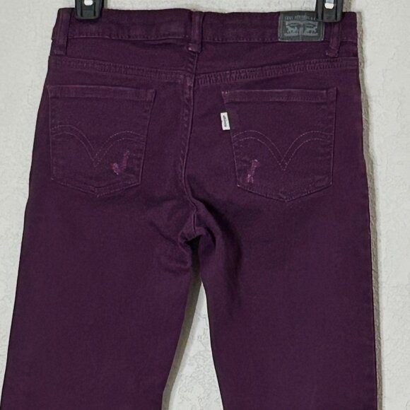 Levis Women's Junior 14 Regular 710 Super Skinny Distressed Purple Jeans - Picture 4 of 14